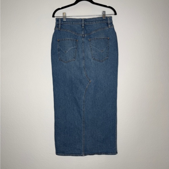 Hudson Jeans Skirt Reconstructed Midi Blue Denim High Rise Front Slit Size 6 - Picture 4 of 9